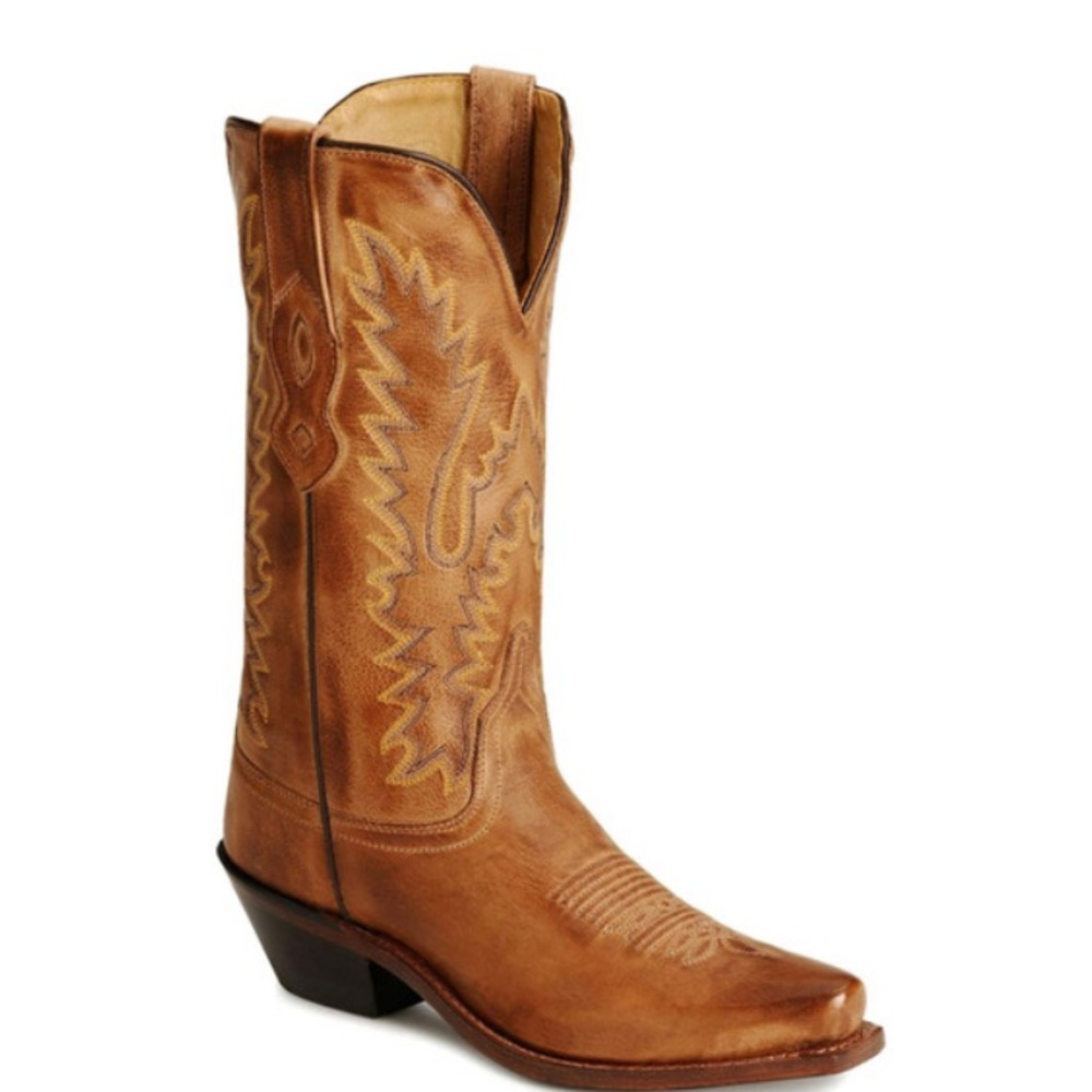 Old West Cognac Leather Cowboy Boots